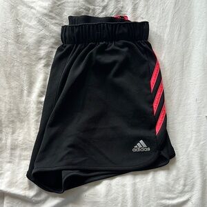 Adidas Black Shorts with Pink Stripes. Missing the string